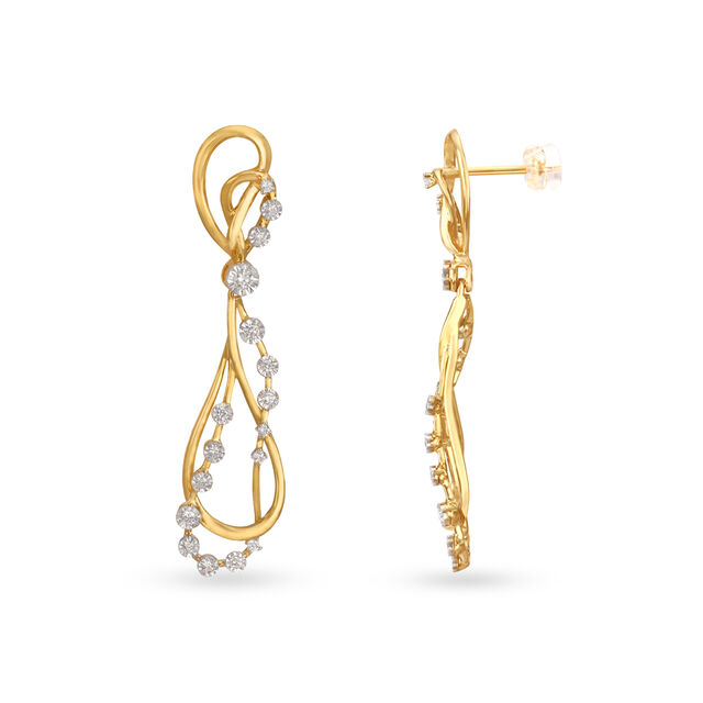 18KT Gold Yellow-White Drop Earrings To Celebrate Yourself,,hi-res 2