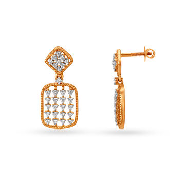 Intricate 18KT Rose Gold & Diamond Drop Earrings