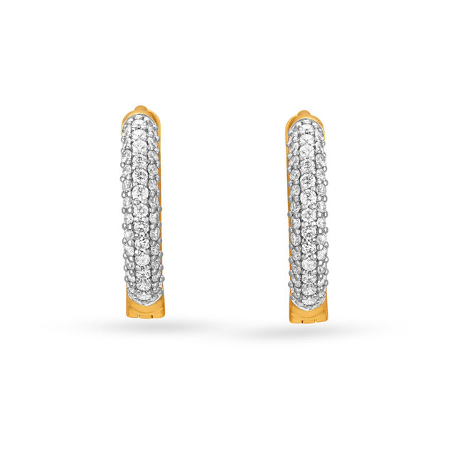Simply Stunning 18KT Gold & Diamond Hoop Earrings,,hi-res 2