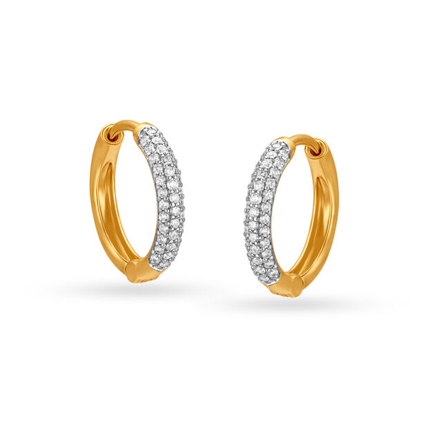 Simply Stunning 18KT Gold & Diamond Hoop Earrings,,hi-res 3