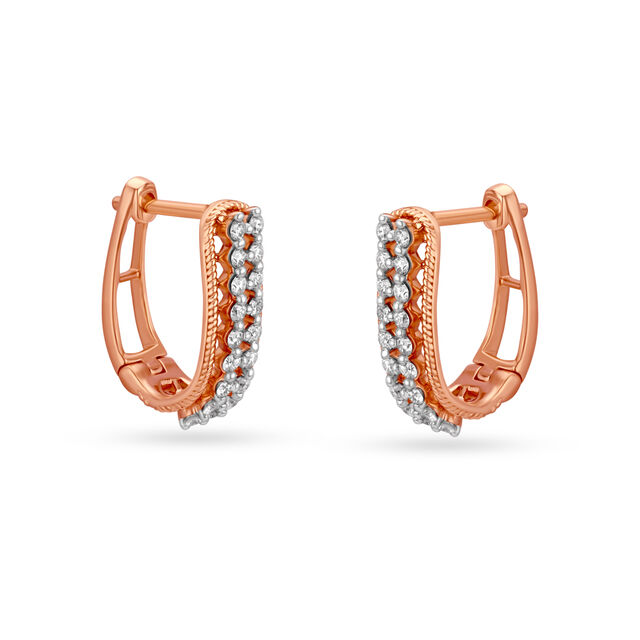 Dazzle Like A Star In 18KT Gold & Diamond Hoop Earrings 4