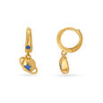 18 KT Yellow Gold Petite Star Hoop Earrings for Kids 2