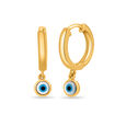 Mamma Mia 18 KT Yellow Gold Evil Eye Hoop Earrings for Kids,,hi-res 2