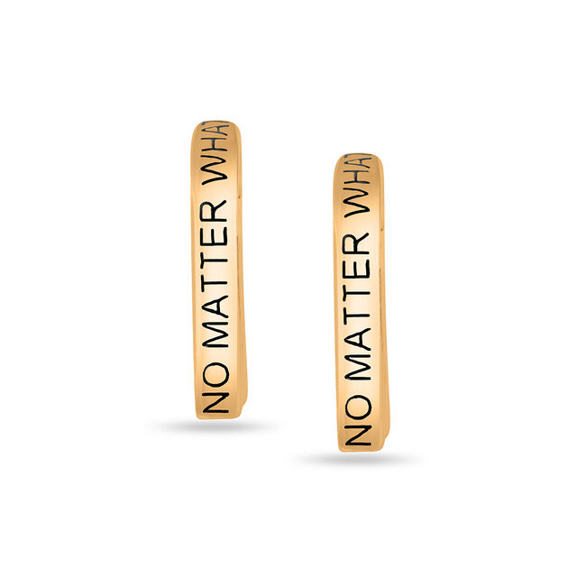 Mamma Mia 18 KT Yellow Gold Here For U Hoop Earrings,,hi-res 