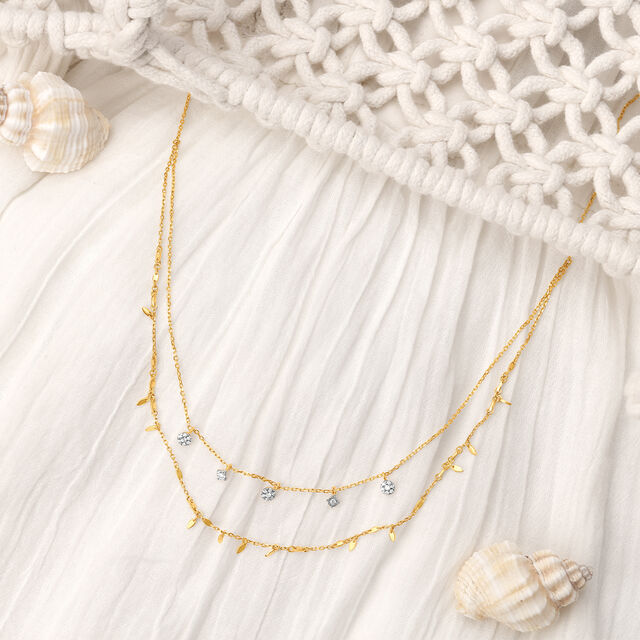 14KT Yellow-White Gold Wave Necklace