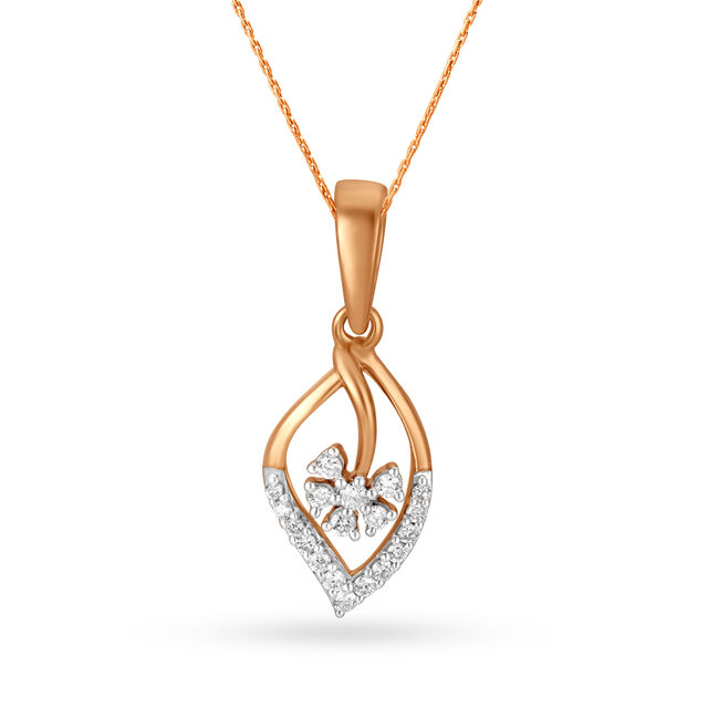 Flourish In 18KT Gold & Diamond Studded Pendant,,hi-res 