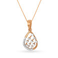 18KT Gold & Diamond Studded Pendant - A Drop Of Love,,hi-res 