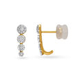 18KT Yellow Gold & Diamond Stud Earrings - String of Circles 