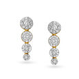 18KT Yellow Gold & Diamond Stud Earrings - String of Circles 2
