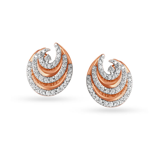 Glide Gracefully In 18KT Gold & Diamond Studded Earrings,,hi-res 2