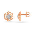 Contemporary 18KT Gold & Diamond Studded Hexagonal Ear Studs,,hi-res 2