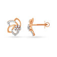 Aesthetic 18KT Gold & Diamond Floral Ear Studs,,hi-res 