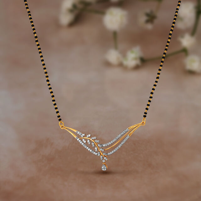 Splendid Leafy Diamond Mangalsutra,,hi-res 