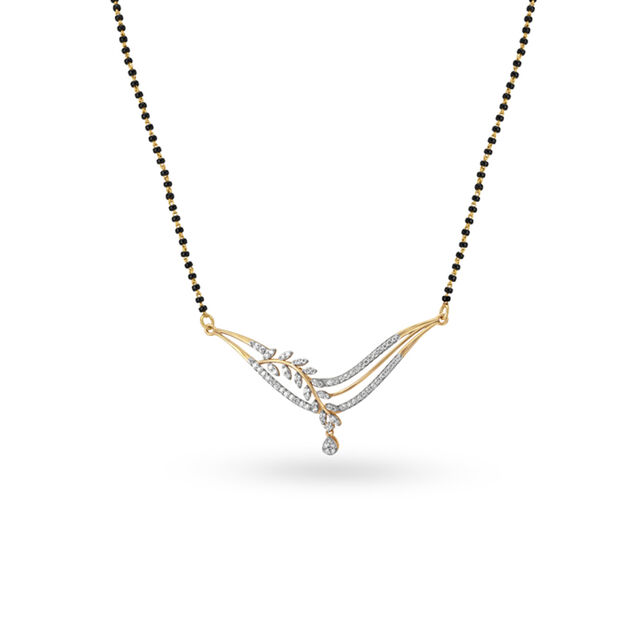 Splendid Leafy Diamond Mangalsutra,,hi-res 2