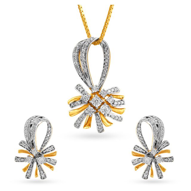 Gleaming Floral Diamond Pendant and Earrings Set,,hi-res 