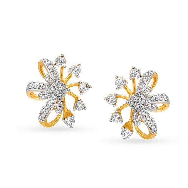 Floral Diamond Pendant Earrings Set 2