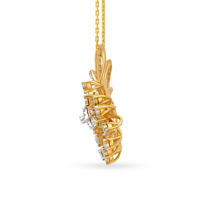 Floral Diamond Pendant Earrings Set 3