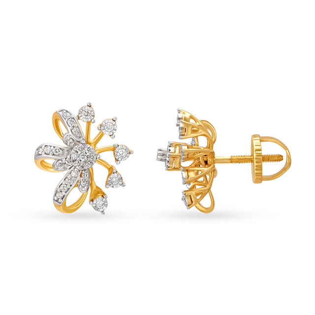 Floral Diamond Pendant Earrings Set 4