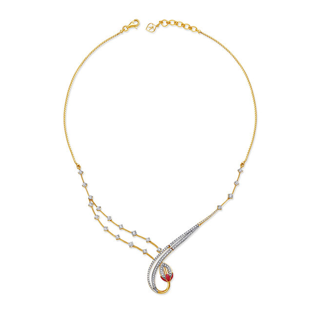 Ethereal  Gold And Diamond Flower Bud Necklace Set,,hi-res 2