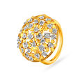 Dazzling 18 Karat Dual-Toned Gold And Diamond Floral Finger Ring,,hi-res 