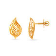 Mesmerising Leaf Pattern Gold Stud Earrings 2