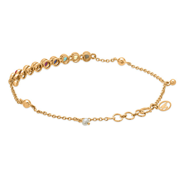 18 KT Yellow Gold 9 Gemstone Bracelet 4