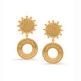 18 KT Yellow Gold Decorative Coin Drop Earrings 