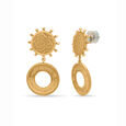 18 KT Yellow Gold Decorative Coin Drop Earrings 2