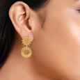 18 KT Yellow Gold Decorative Coin Drop Earrings 3
