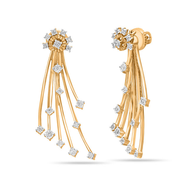 18 KT Yellow Gold Detachable Diamond Drop Earrings,,hi-res 2