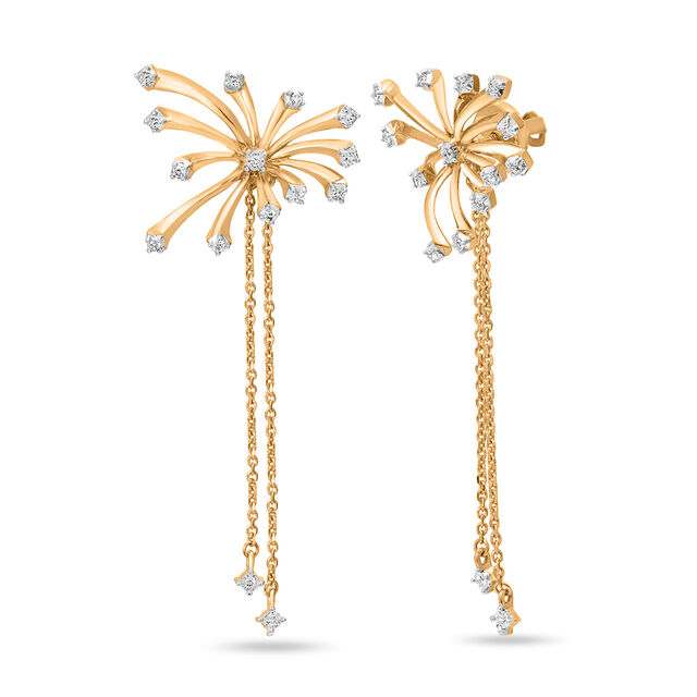 18 KT Yellow Gold Festive Diamond Detachable Drop Earrings,,hi-res 2