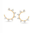 18 KT Yellow Gold Semi Studded Diamond Hoop Earrings,,hi-res 