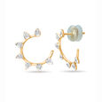 18 KT Yellow Gold Semi Studded Diamond Hoop Earrings,,hi-res 2