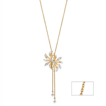 18 KT Yellow And White Gold Floral Diamond Necklace