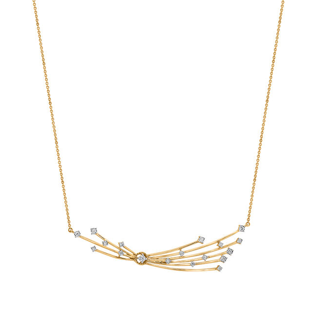 18KT Yellow Gold And Diamond Tassel Necklace 