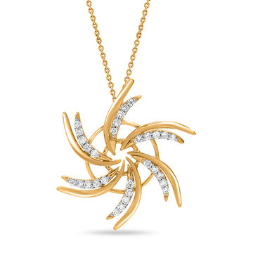14KT Yellow Gold Spiral Diamond Pendant