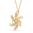 18KT Yellow Gold Spiral Diamond Pendant 2