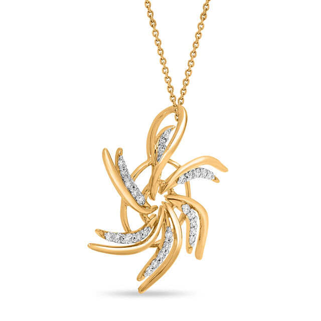 18KT Yellow Gold Spiral Diamond Pendant 2