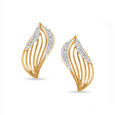 18 KT Yellow Gold Burning Flame With Diamonds Stud Earrings,,hi-res 