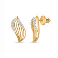 18 KT Yellow Gold Burning Flame With Diamonds Stud Earrings,,hi-res 2