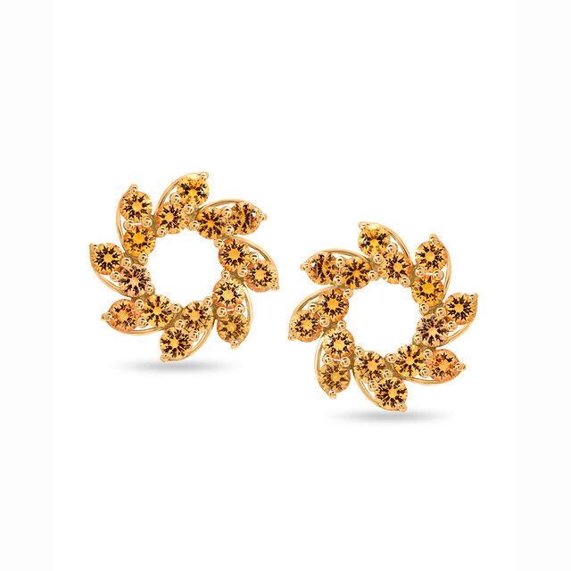 18 KT Yellow Gold Sapphire Yellow Stud Earrings,,hi-res 