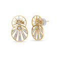 18 KT Yellow Gold Circular Sun Inspired Diamond Stud Earrings,,hi-res 2