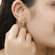 18 KT Yellow Gold Circular Sun Inspired Diamond Stud Earrings,,hi-res 3