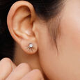 18 KT Detachable Yellow And White Gold Sparkling Sunrise Stud Earrings,,hi-res 3