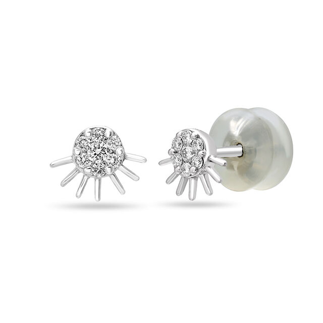18 KT Detachable Yellow And White Gold Sparkling Sunrise Stud Earrings,,hi-res 5