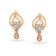 Leaf Inspired Rose Gold and Diamond Drop Earrings 
