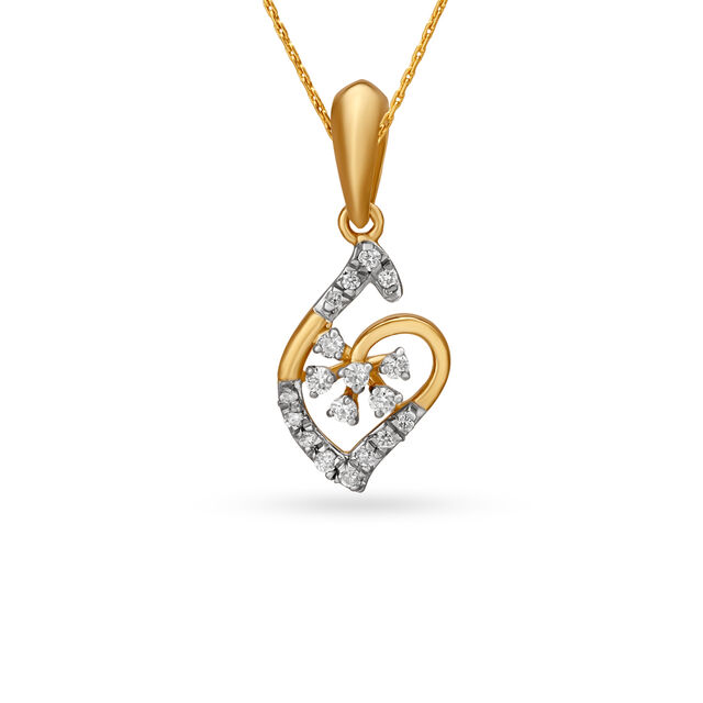 Heart shaped Floral Gold and Diamond Pendant 