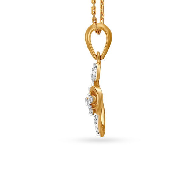 Heart shaped Floral Gold and Diamond Pendant 2