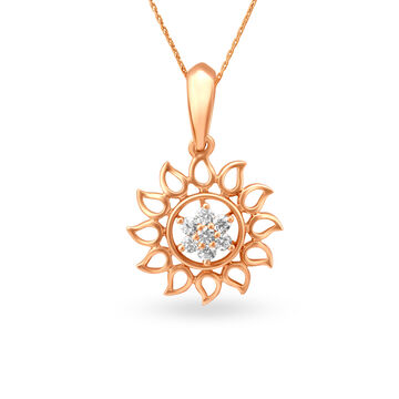 Subtle Floral Diamond Pendant in Rose Gold