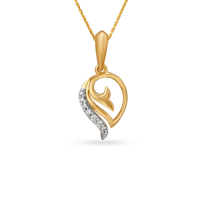 Enchanting Leaf Gold and Diamond Pendant 